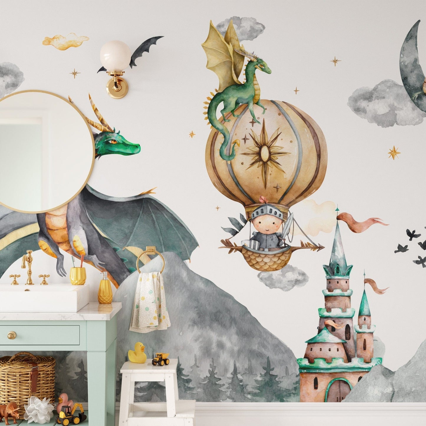 Mountain dragon mural for large walls
