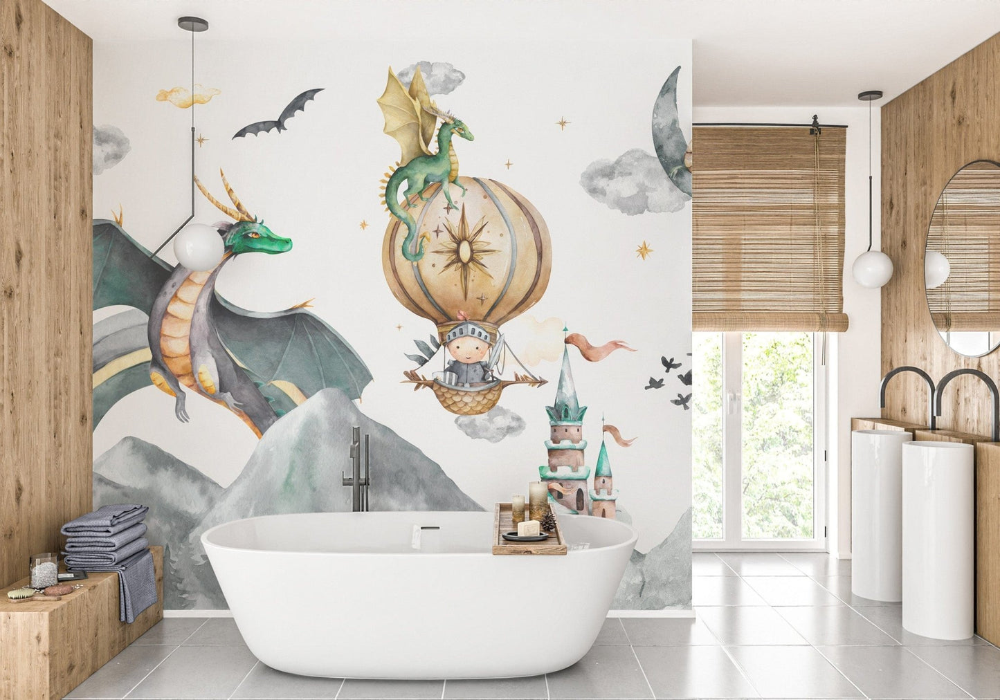 Fantasy dragon wallpaper in soft tones.