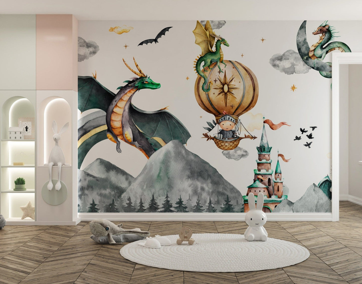 Mystical dragon wallpaper with mountains
