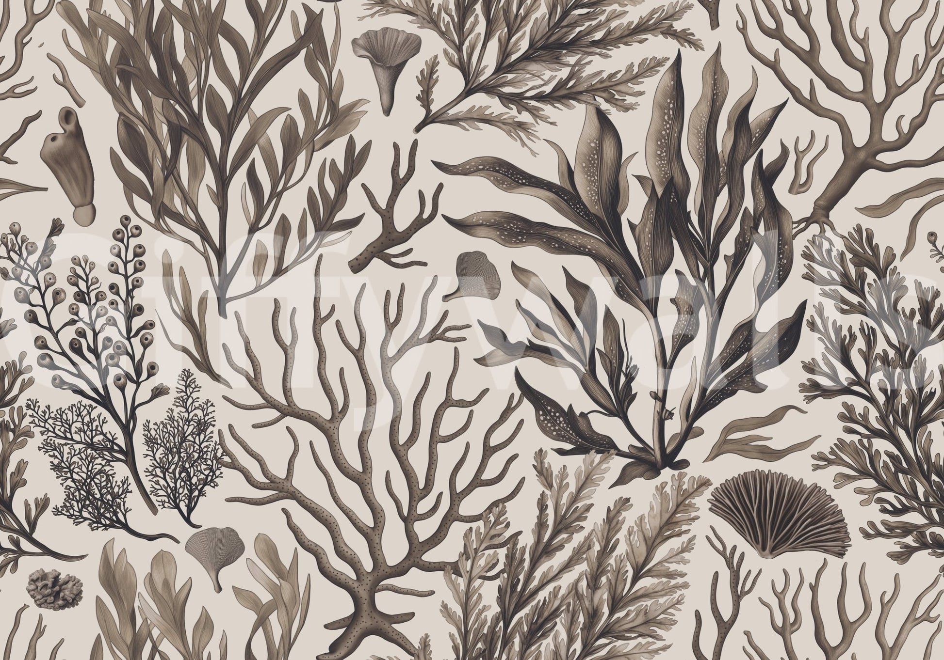 Soft underwater-inspired mural wallpaper design

