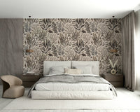 Underwater foliage wall mural in soft tones
