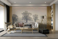 Atmospheric forest mural with mystical lighting.

