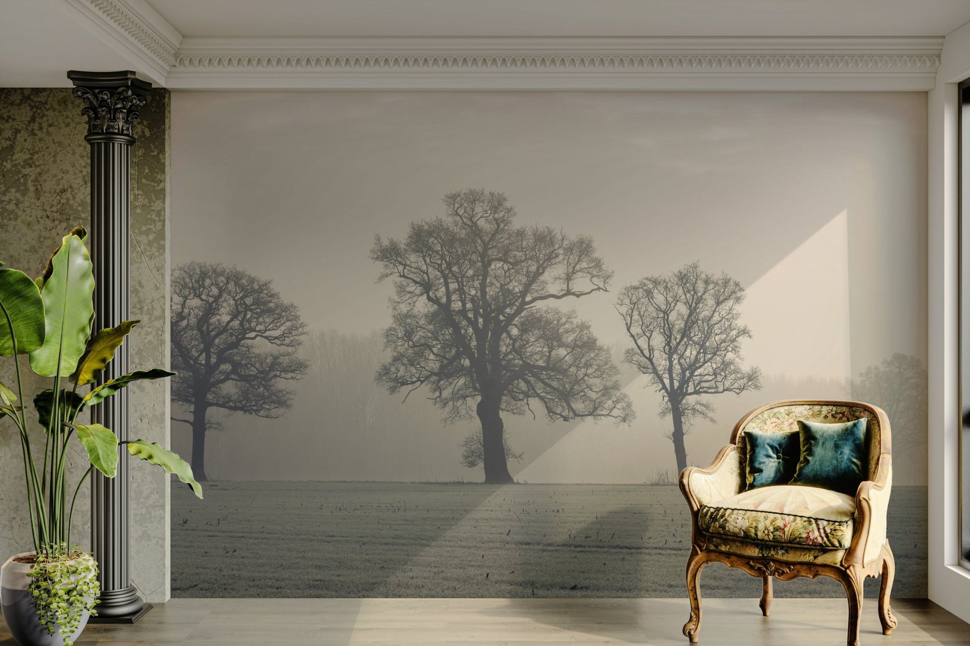 Ethereal forest wallpaper evoking magical realism.


