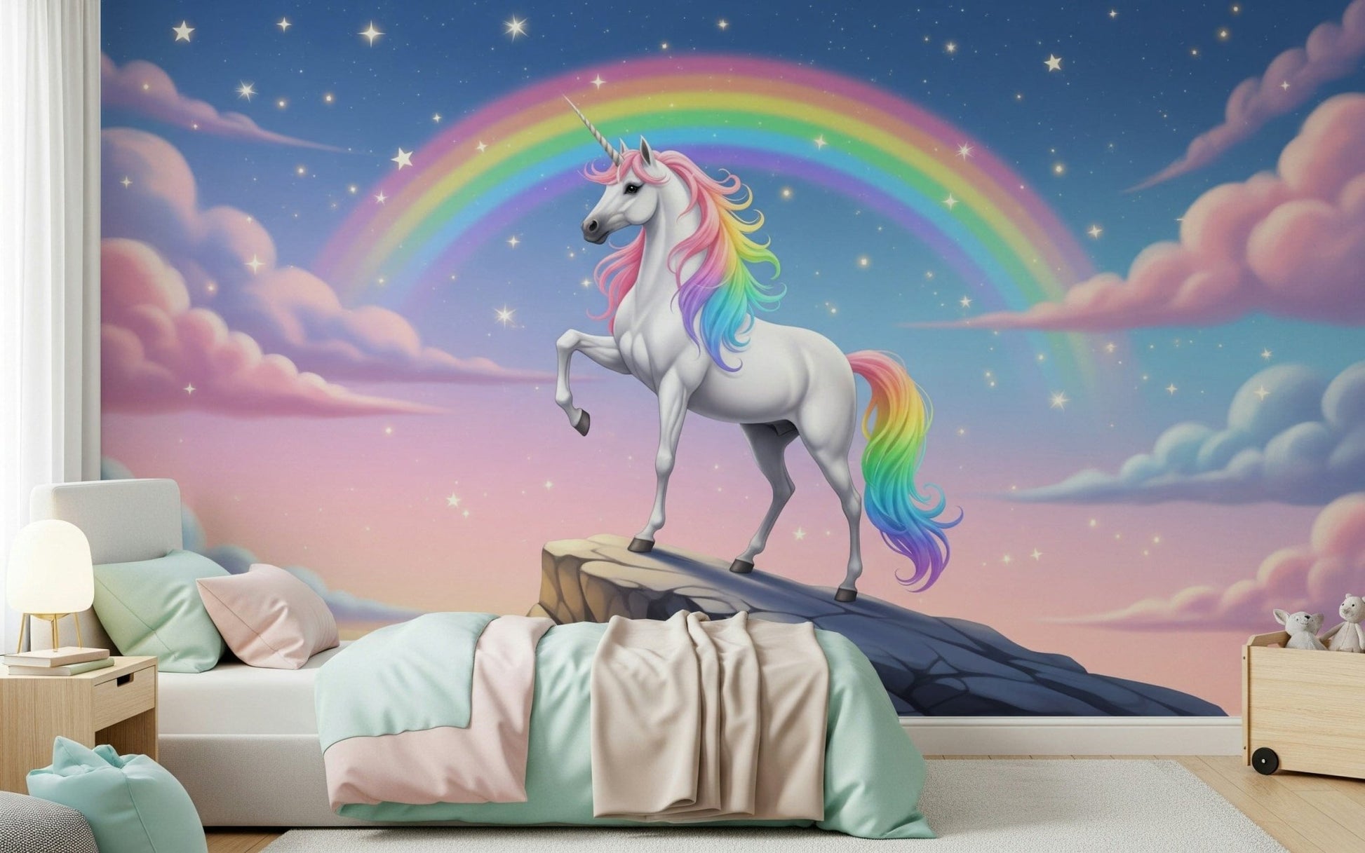 Cool blue wallpaper featuring a vast and mystical mountain landscape.