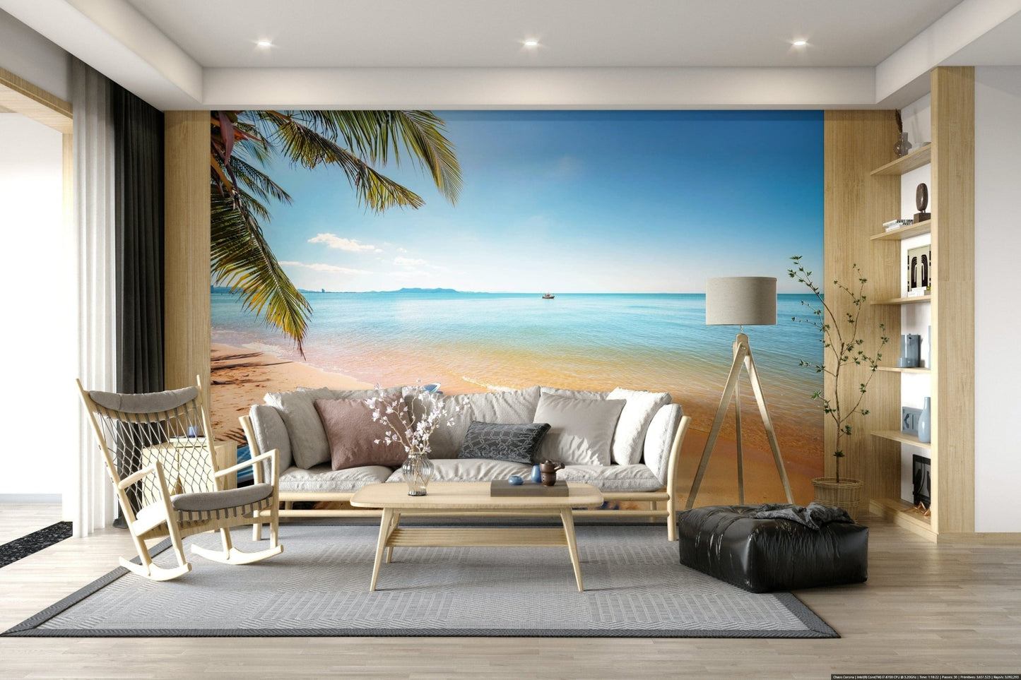 Ghent's Twilight Glow Wall Mural in a contemporary study space
