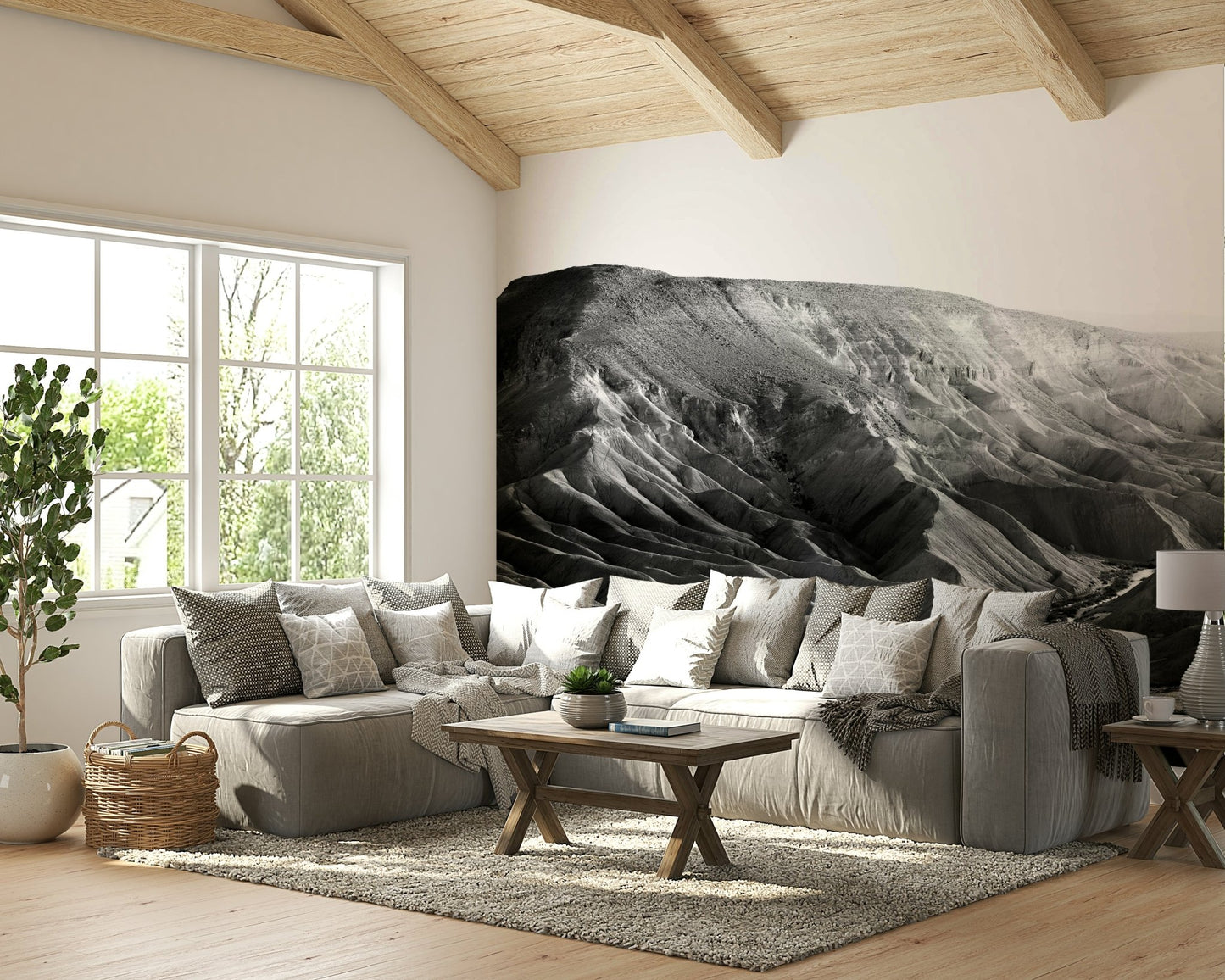 A serene rocky landscape wall mural for your decor.

