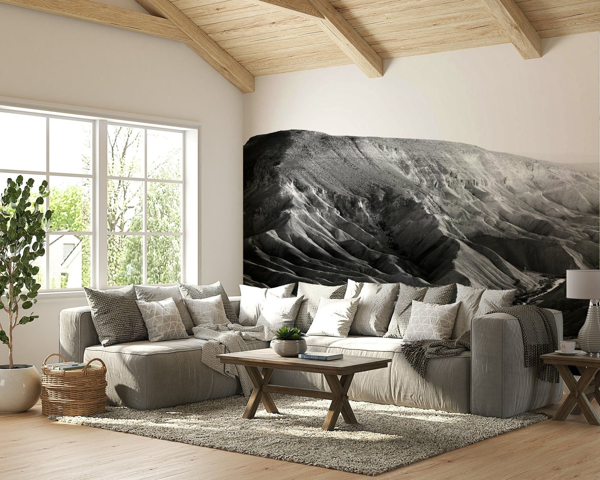 A serene rocky landscape wall mural for your decor.

