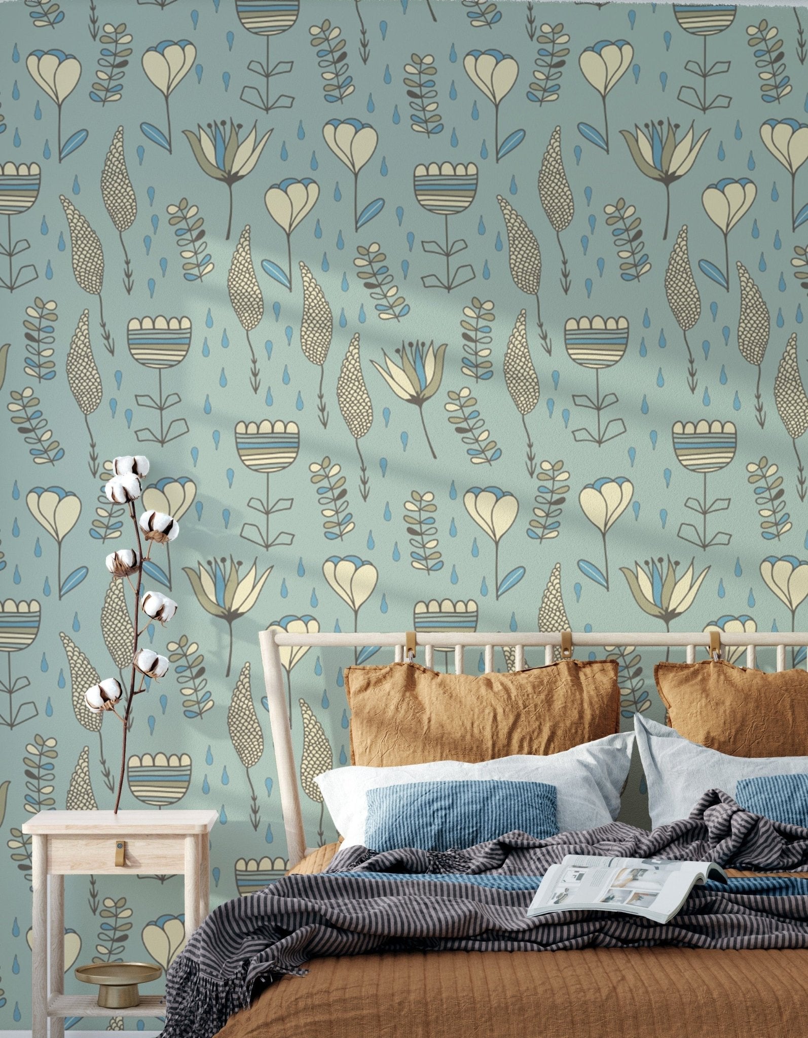 Whimsical wallpaper featuring delightful naive bloom designs.

