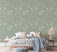 Minimalist wallpaper showcasing delicate naive bloom patterns.
