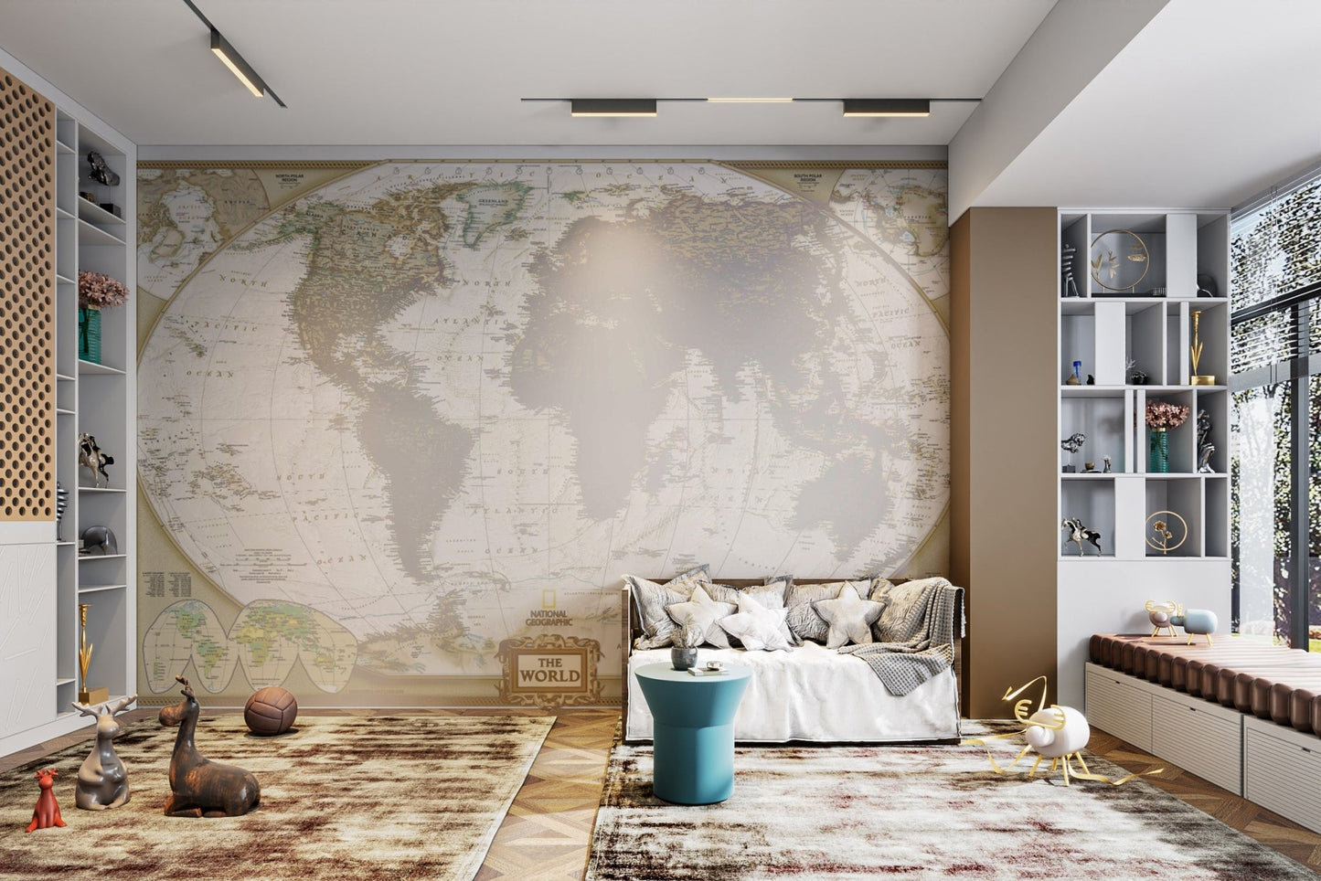 Educational world map mural design
