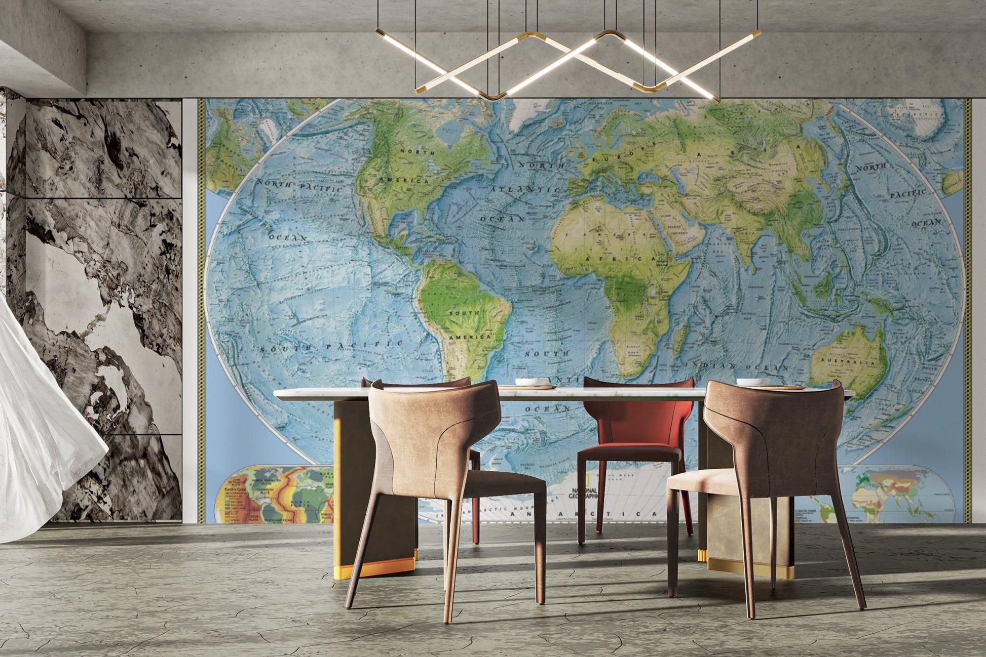 Political world map wallpaper print
