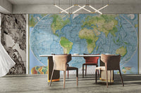 Political world map wallpaper print
