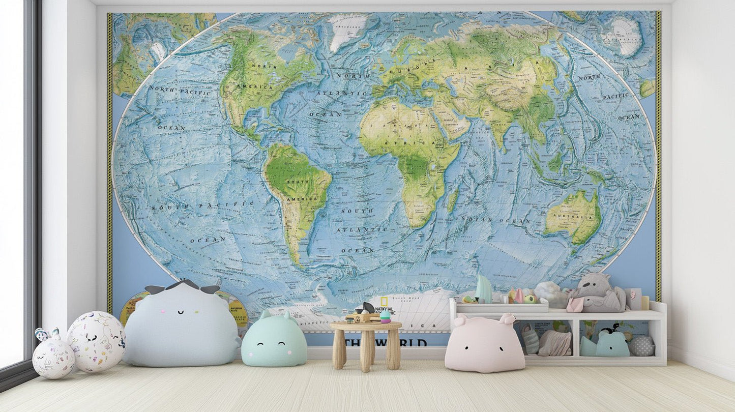 Educational world map mural design
