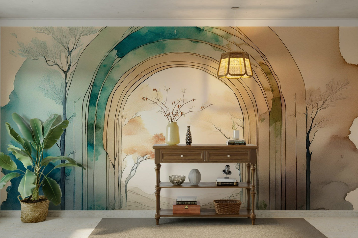 Modern decor featuring Natural Dream Portal mural

