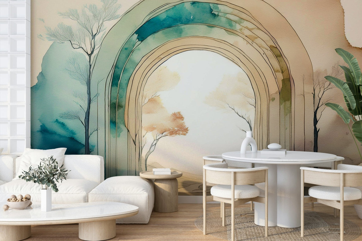 Natural Dream Portal wall mural with lush greenery

