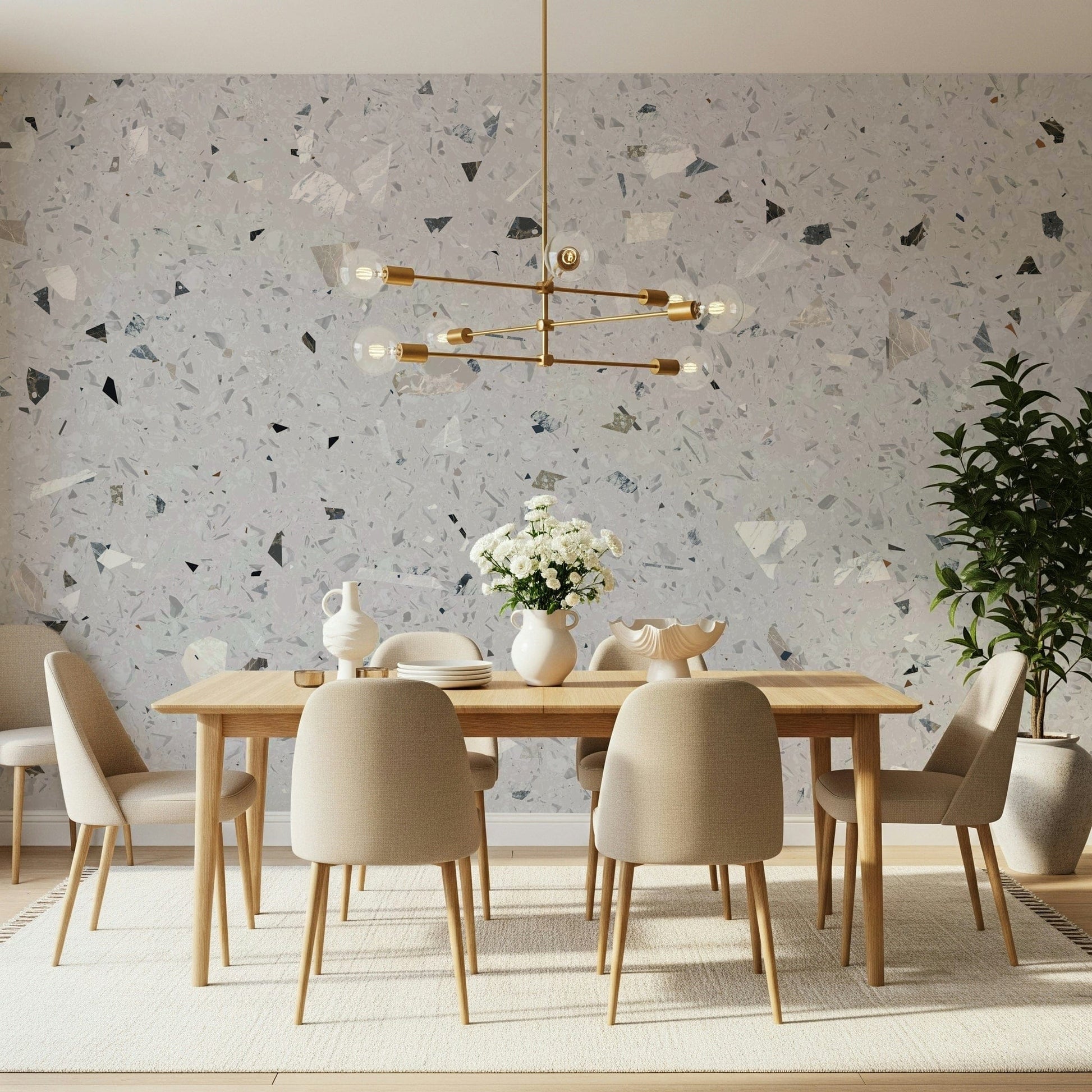 Modern Terrazzo Stones effect wallpaper for interiors.