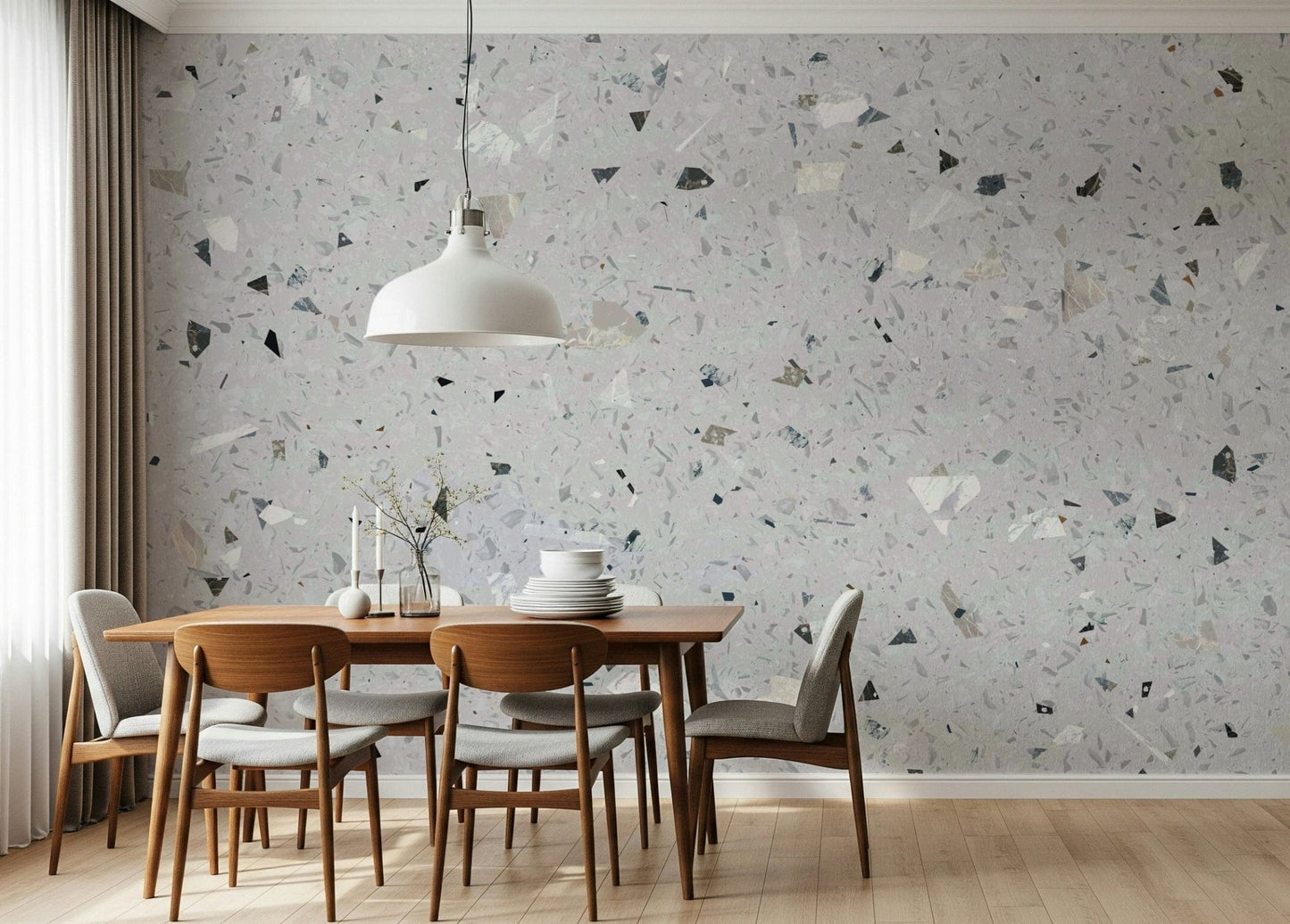 Grayscale Granite print wall mural for chic rooms.
