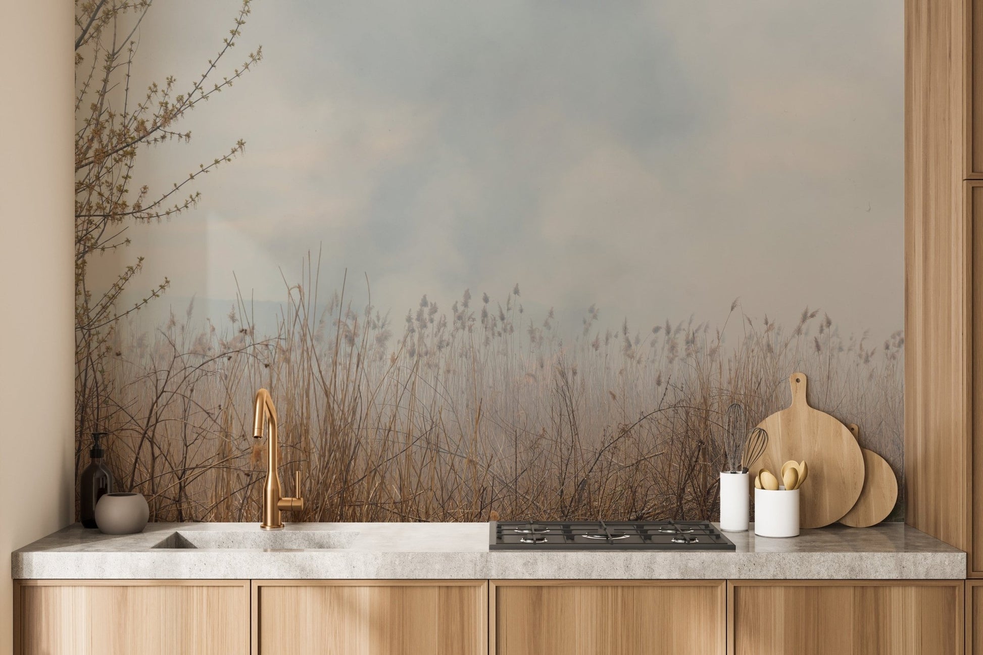 Natural Reeds Wallpaper Murals - Giffywalls A822