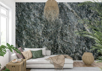 Close-up of natural stone mural's realistic texture.