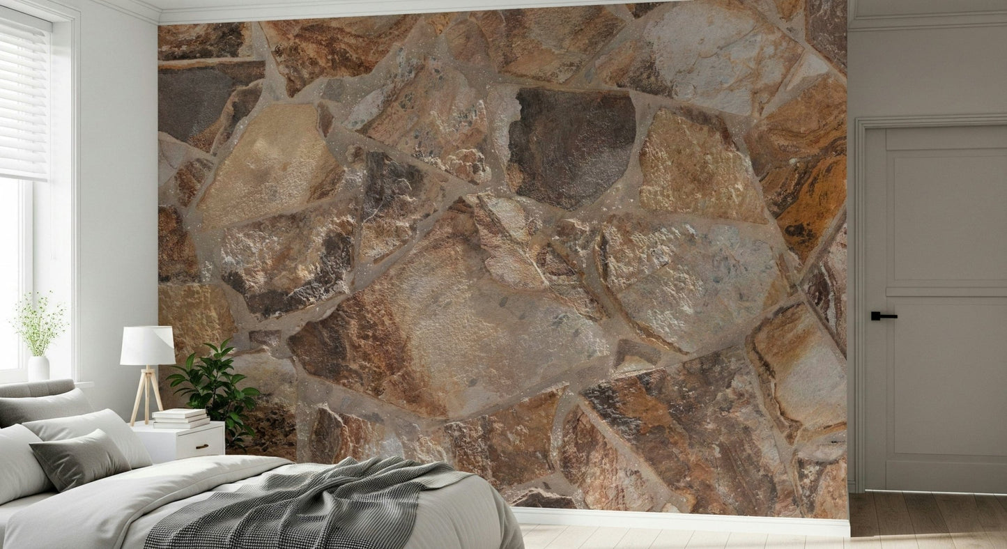 Full wall view of the complete stone effect Wall Mural design.