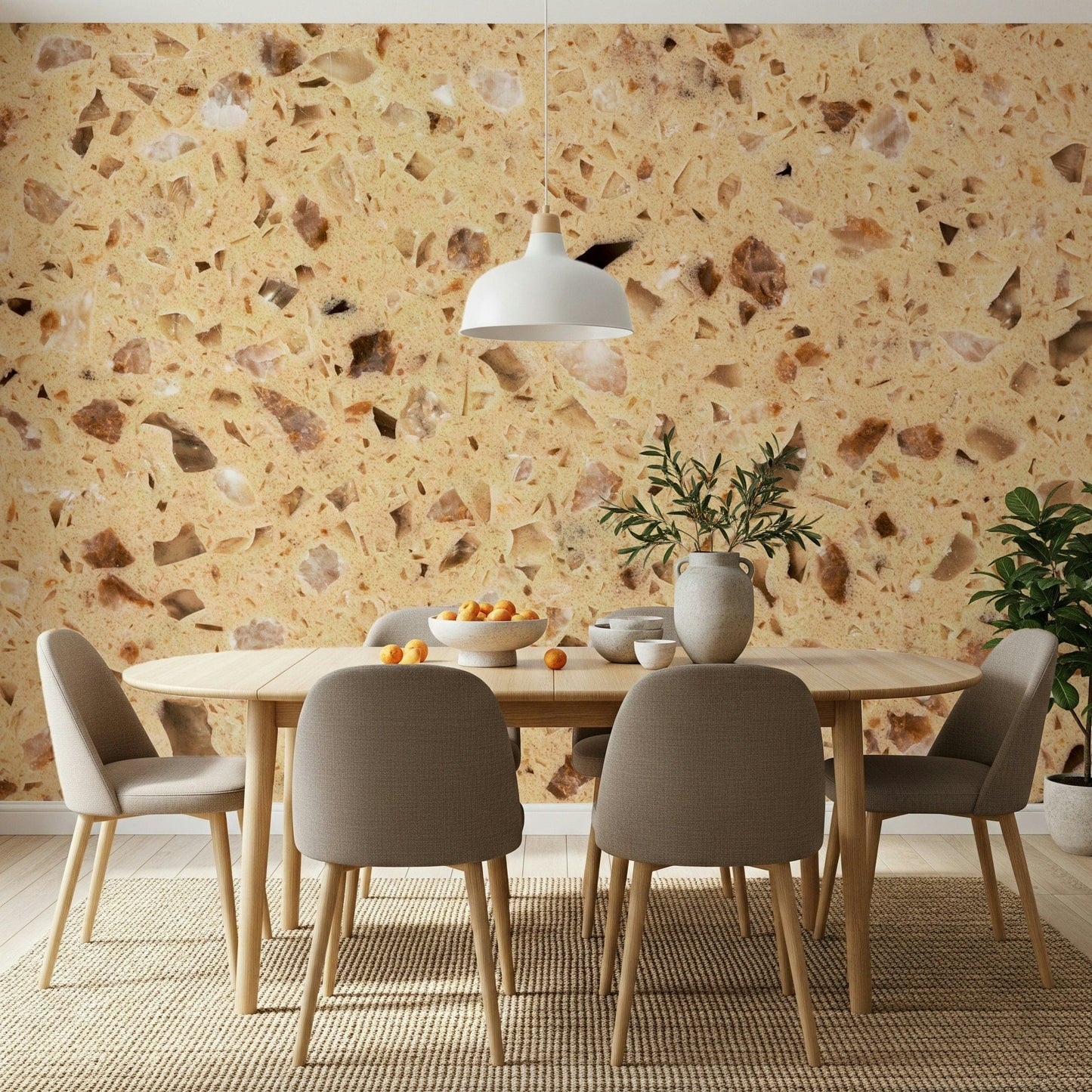 Modern kitchen or bathroom wall mural with a classic stone-like Natural Surface look.