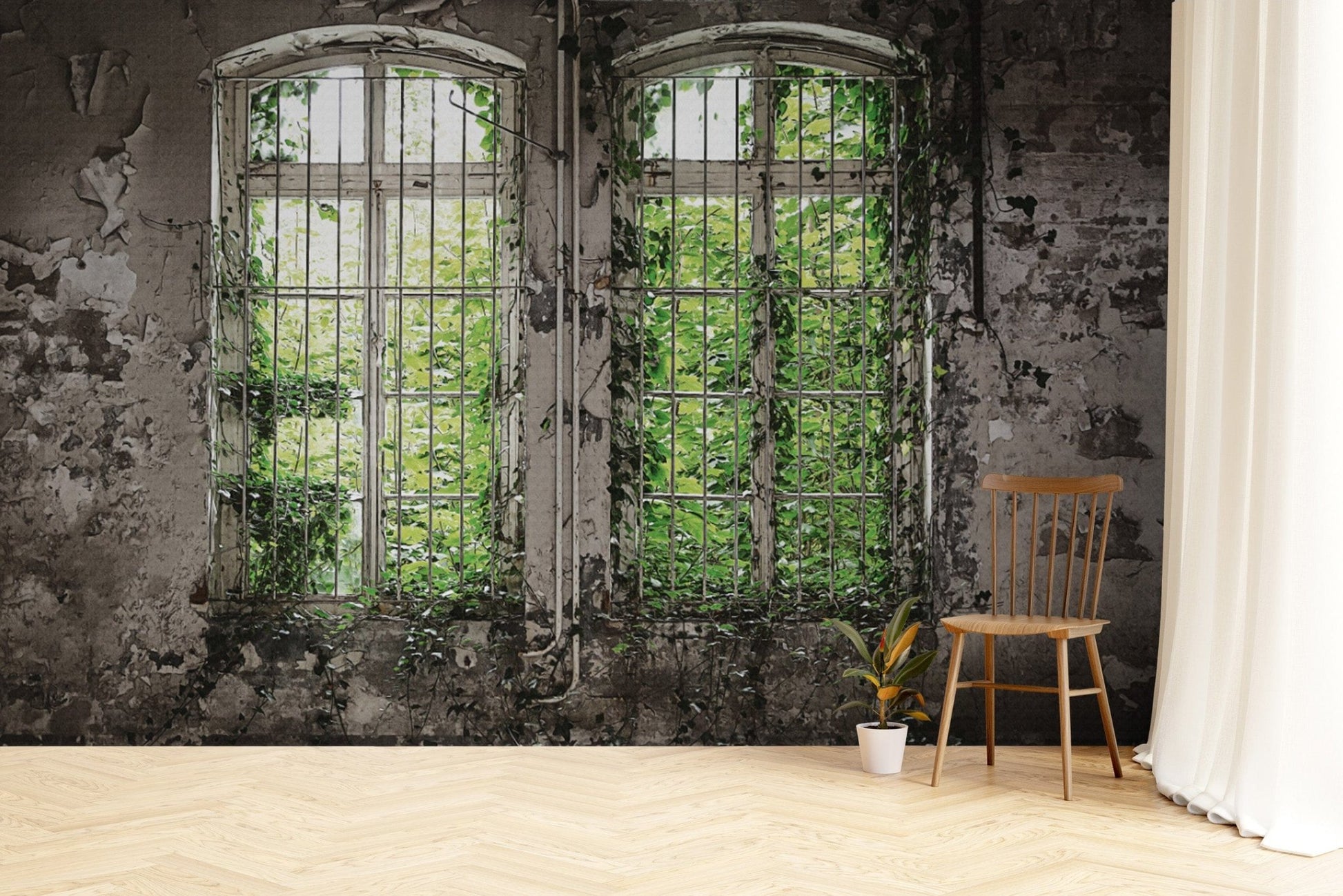 Weathered wall nature-inspired design B728
