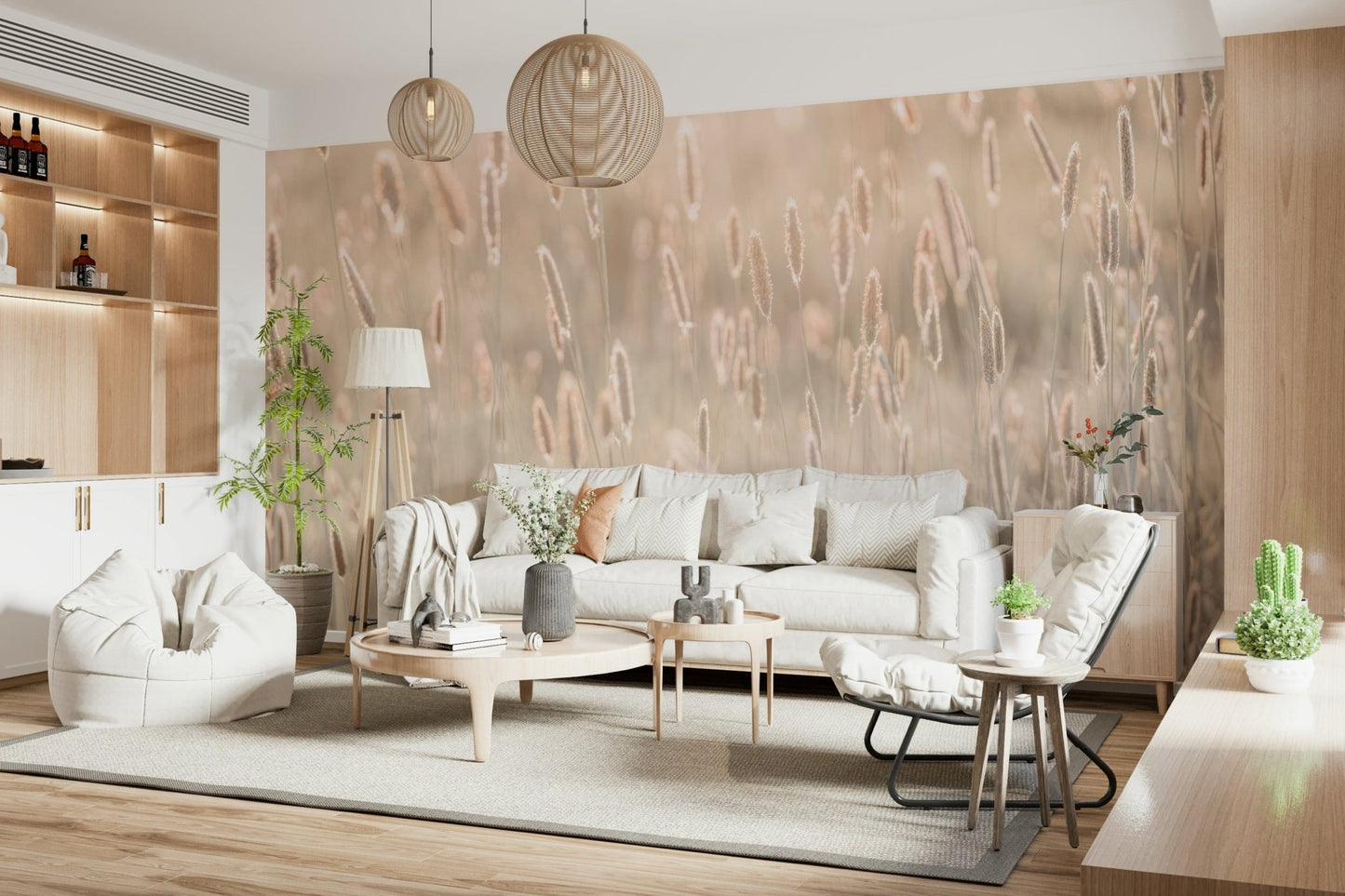 Organic wall decor with soft floral patterns in a contemporary entryway., GD6454