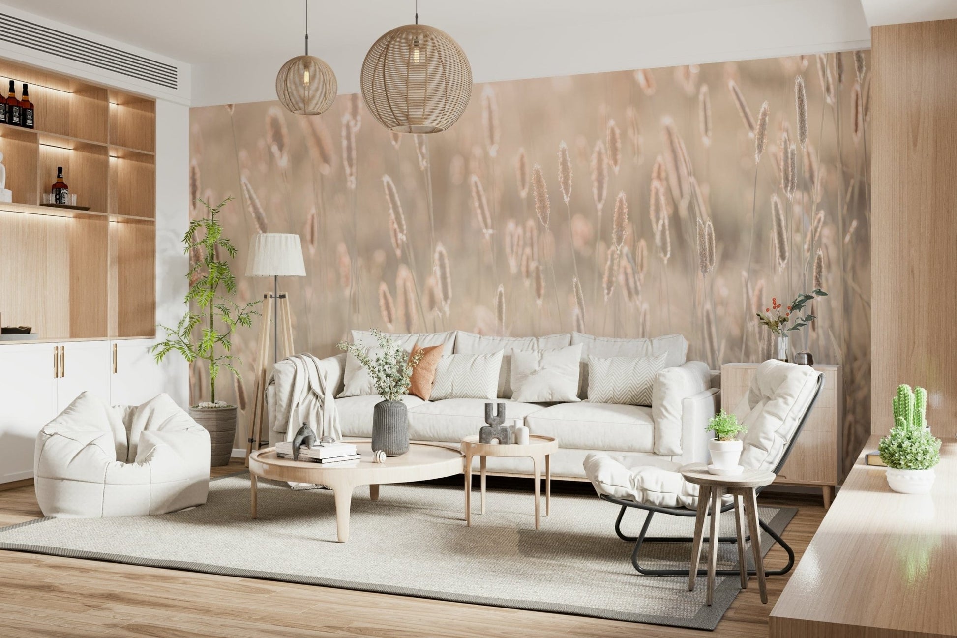 Organic wall decor with soft floral patterns in a contemporary entryway., GD6454
