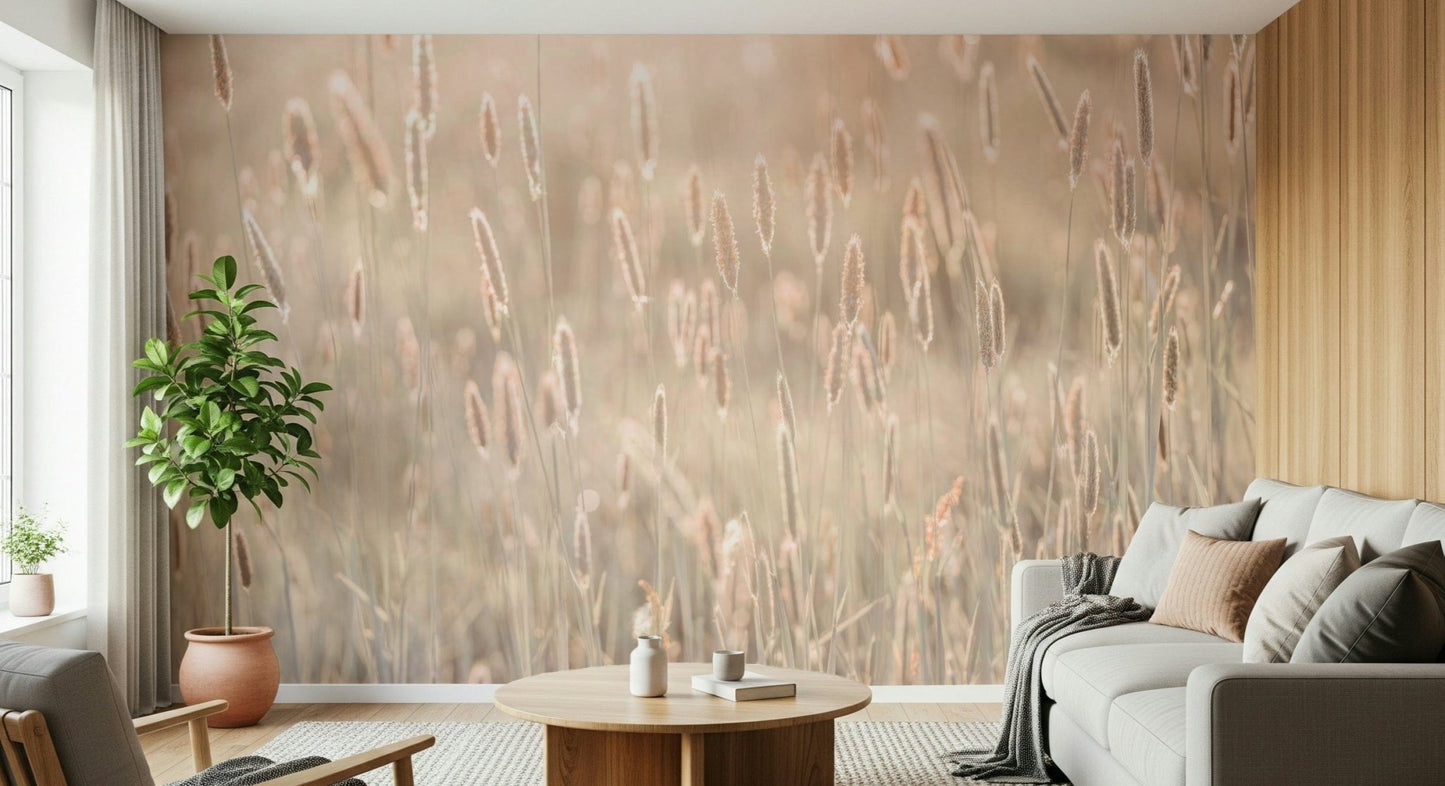Elegant botanical mural paired with contemporary furniture in an open floor plan., GD6454