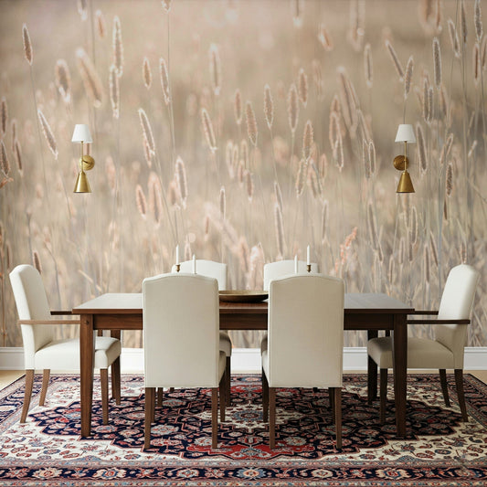 Nature's Bliss Wall Mural installed in a cozy reading nook with a plush chair.