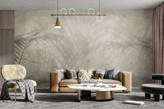 Elegant Nature's Grace mural with delicate shadowed motifs., B777