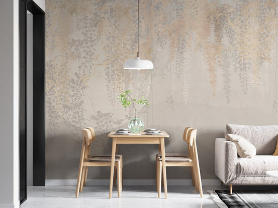Golden and grey hanging leaves wallpaper A397
