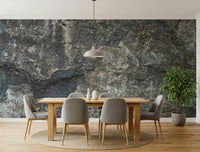 Realistic stone pattern wall mural for a minimalist master bedroom.