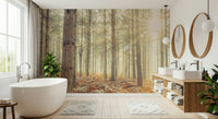 Sophisticated woodland design wallpaper for a quiet reading corner.