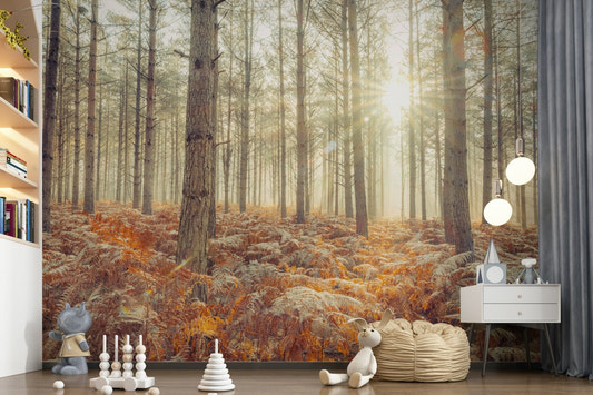 Nature's Spotlight Wall Mural used as a focal point in a contemporary hallway.