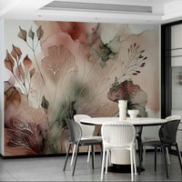 Misty tree mural for peaceful wall decor.

