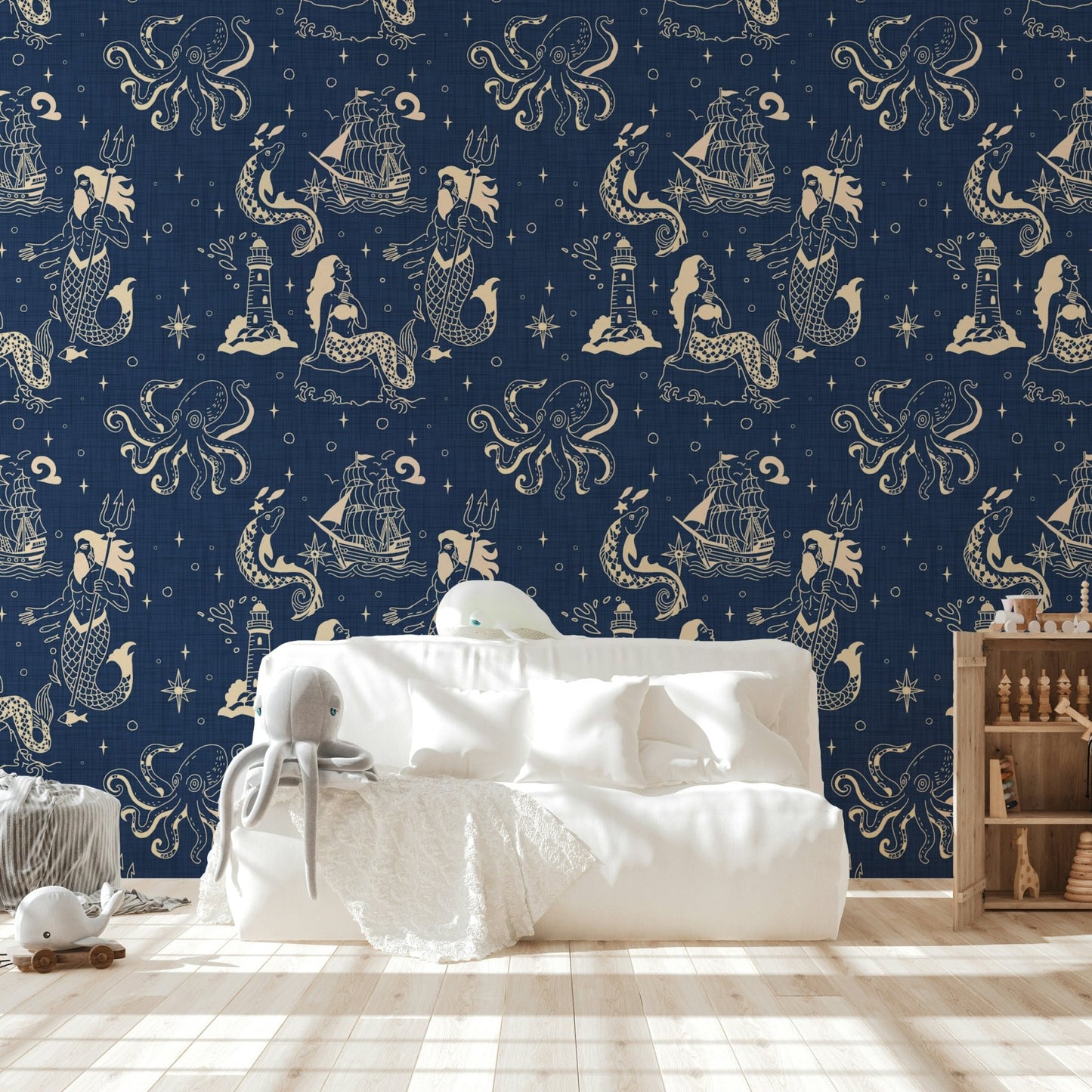 Sea creature wallpaper with retro style
