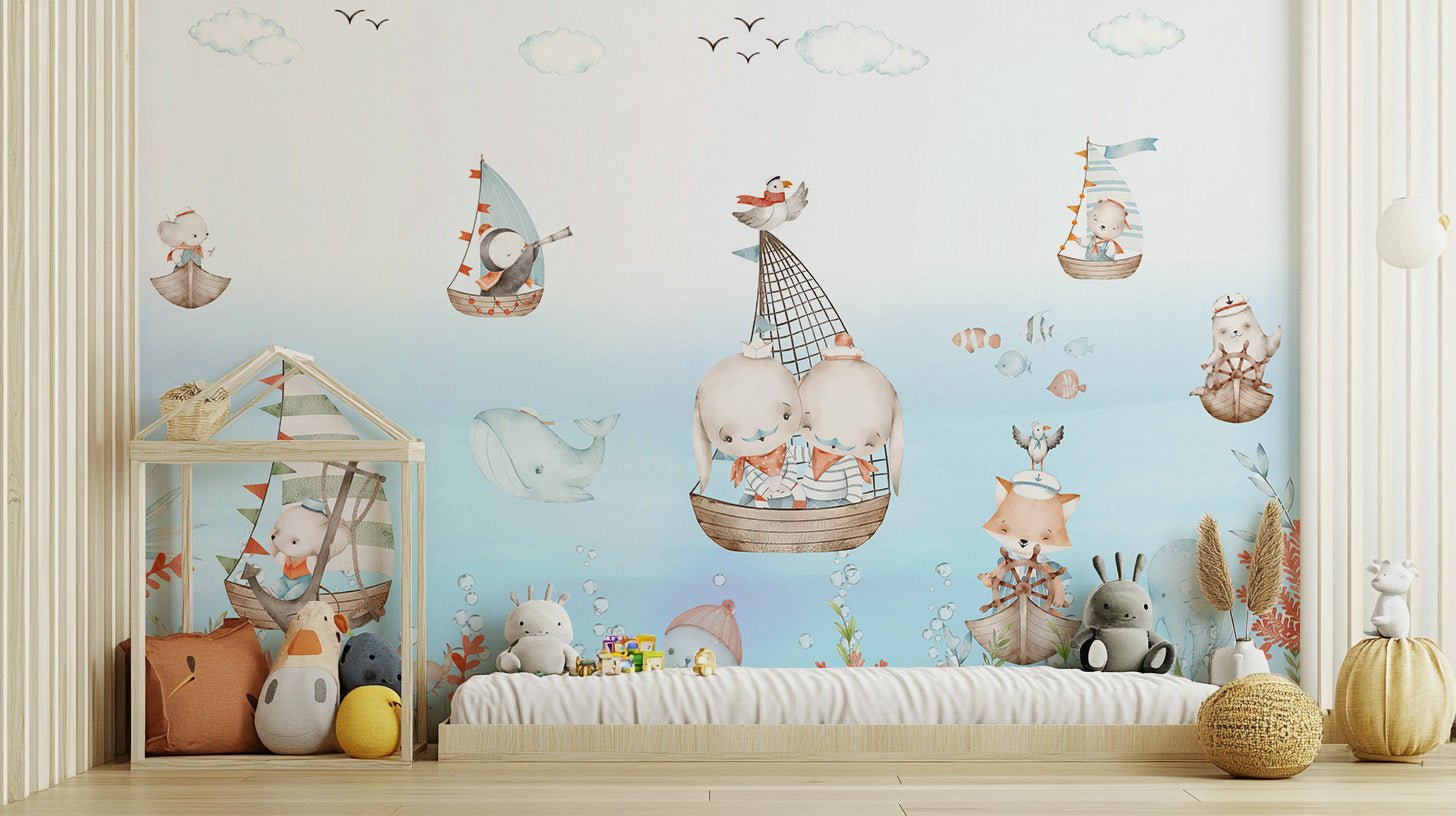 Nautical Nursery Voyage Wallpaper Mural for kids, B836