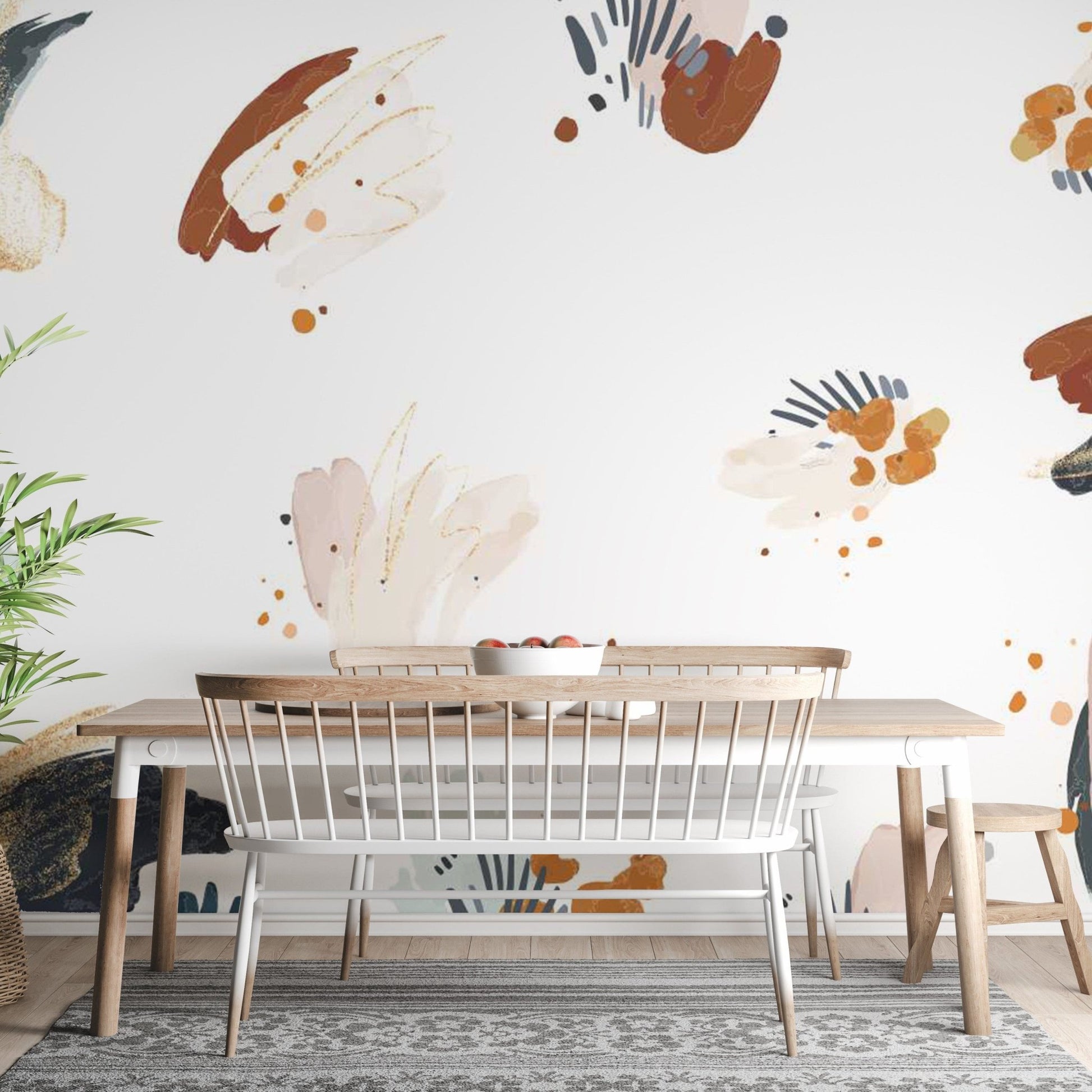 Navy blue and earthy tone wallpaper A752