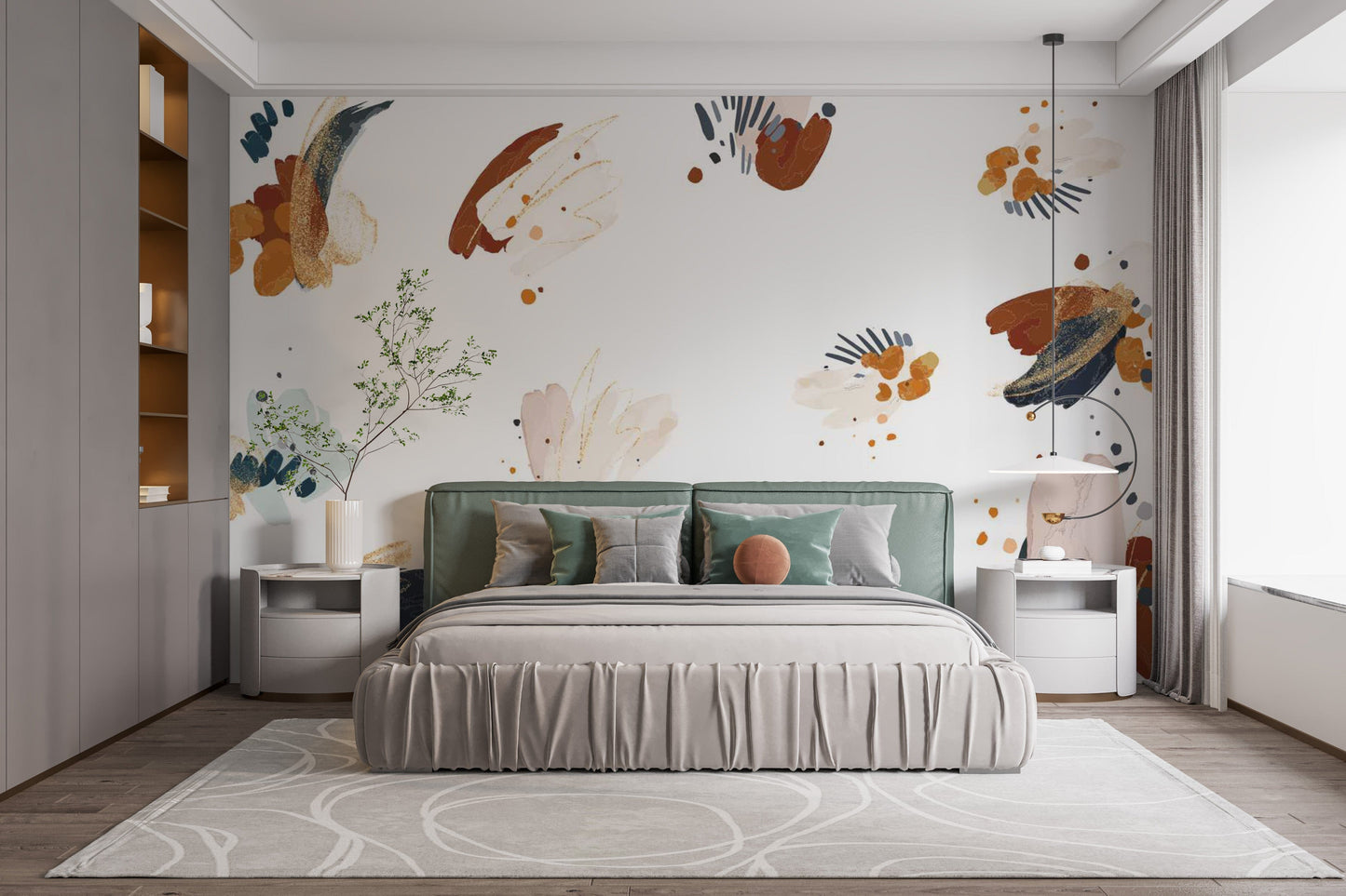 Navy Blue Abstract Shape Wallpaper Mural - Giffywalls