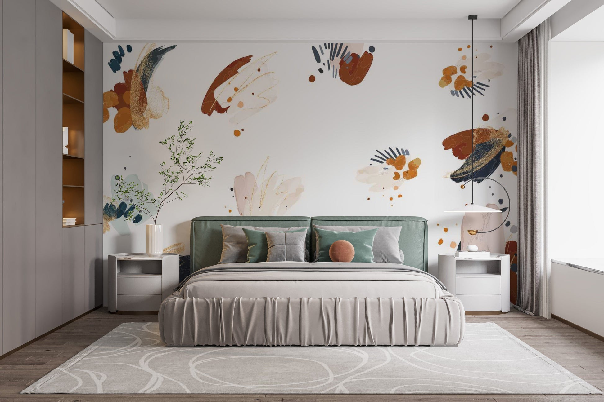 Navy Blue Abstract Shape Wallpaper Mural - Giffywalls