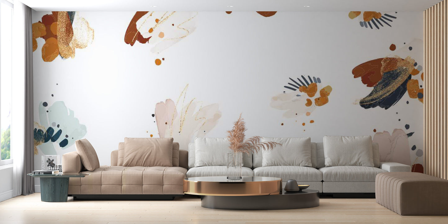 Navy Blue Abstract Shape Wallpaper Mural - Giffywalls