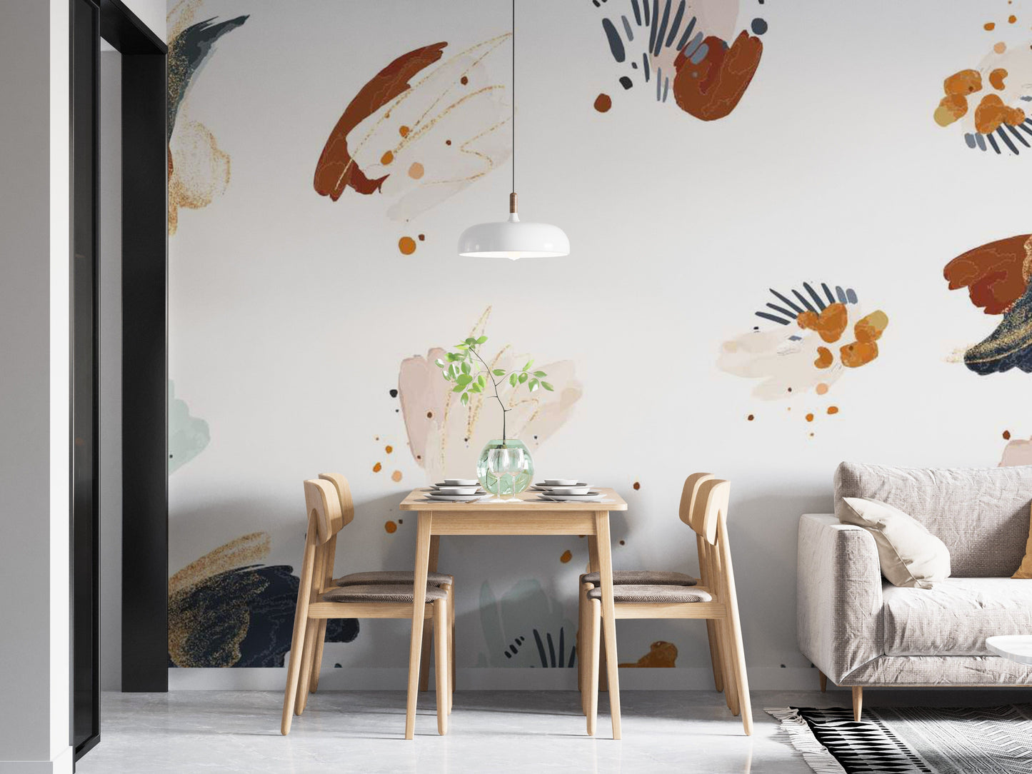 Modern abstract shapes in navy