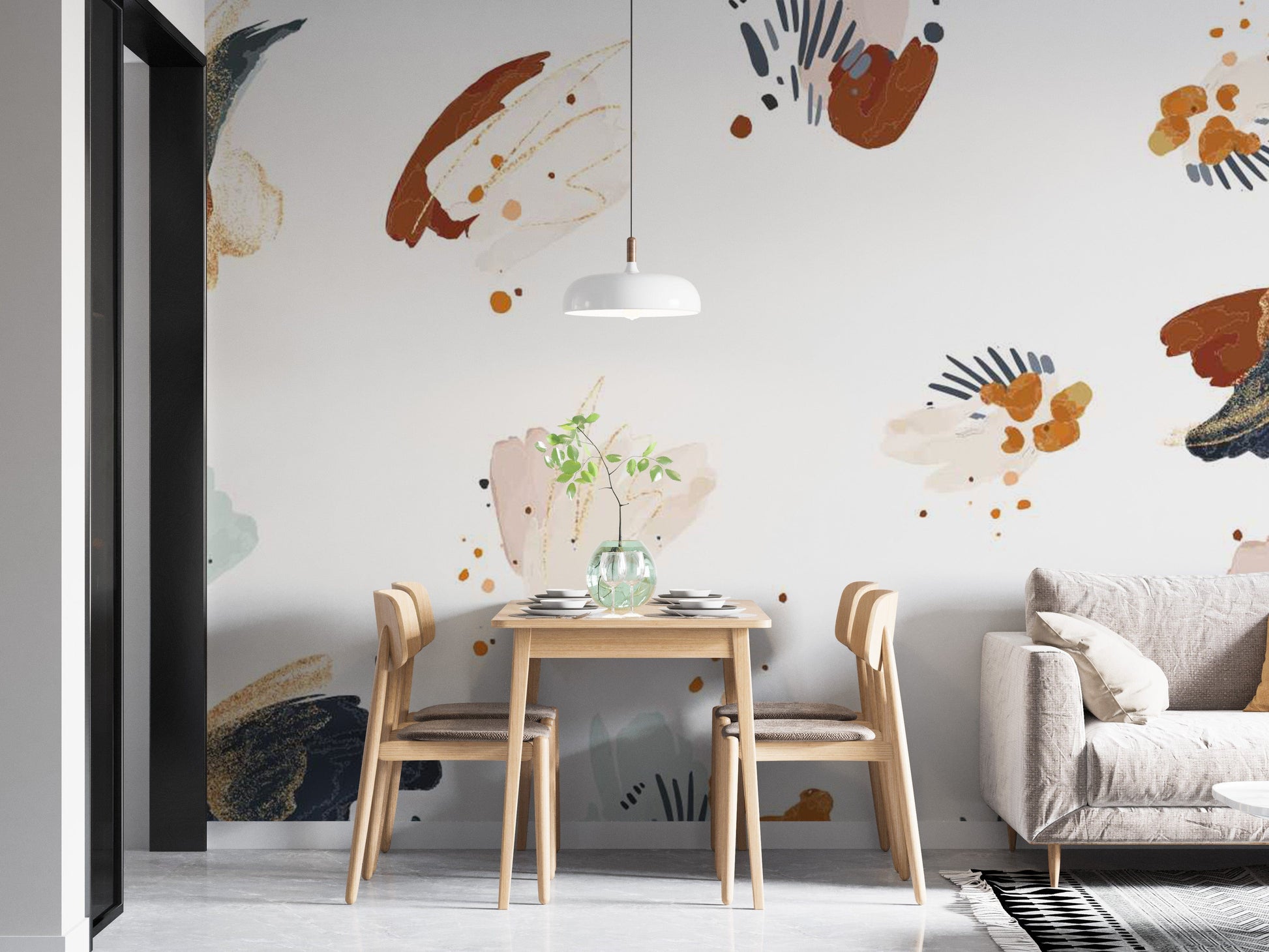 Modern abstract shapes in navy