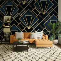 Elegant navy and gold wall mural
