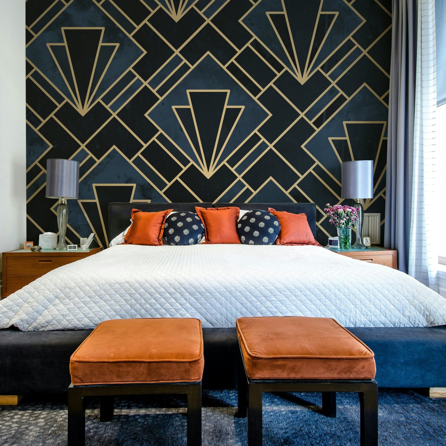 Geometric mosaic pattern wall design
