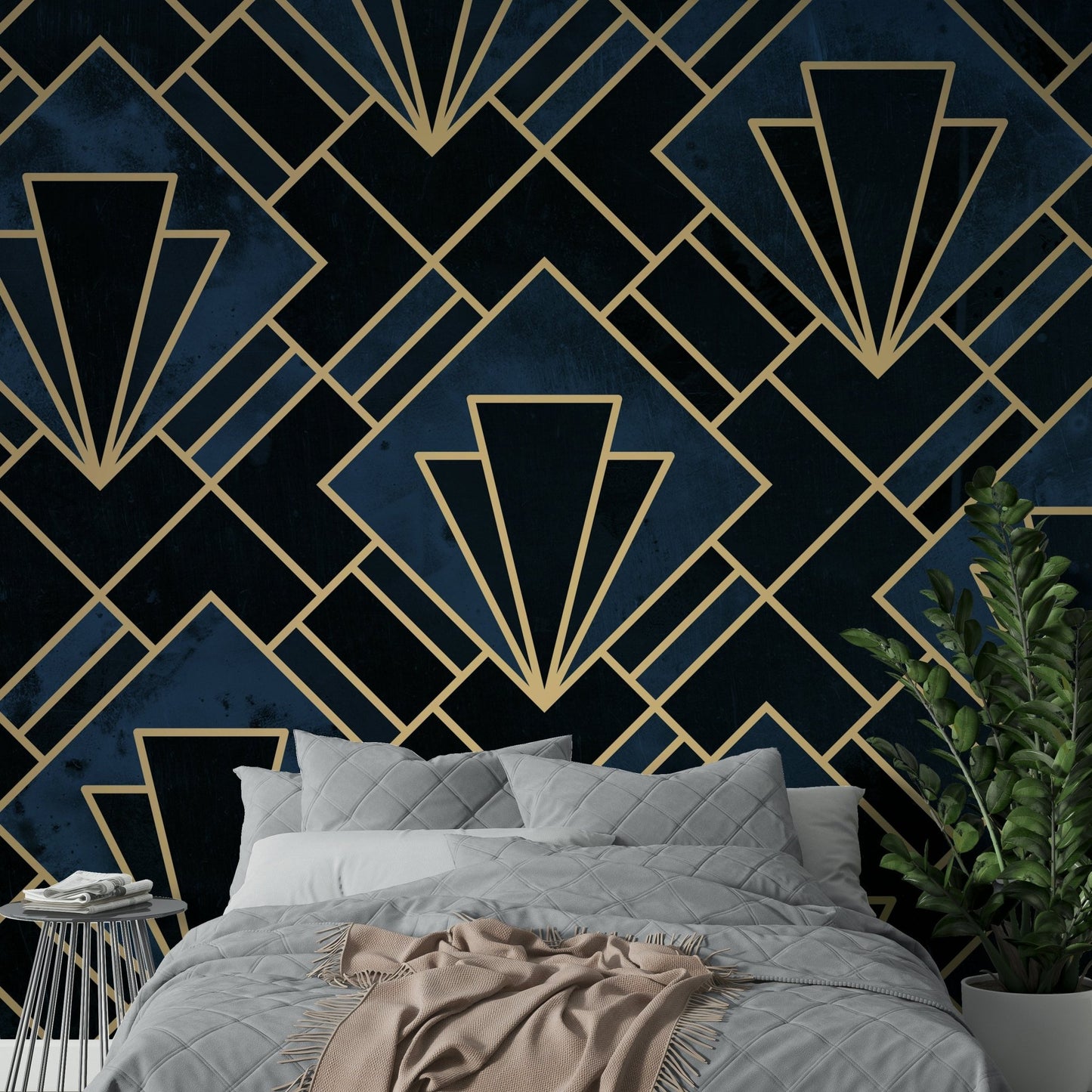 Refined geometric wall mural
