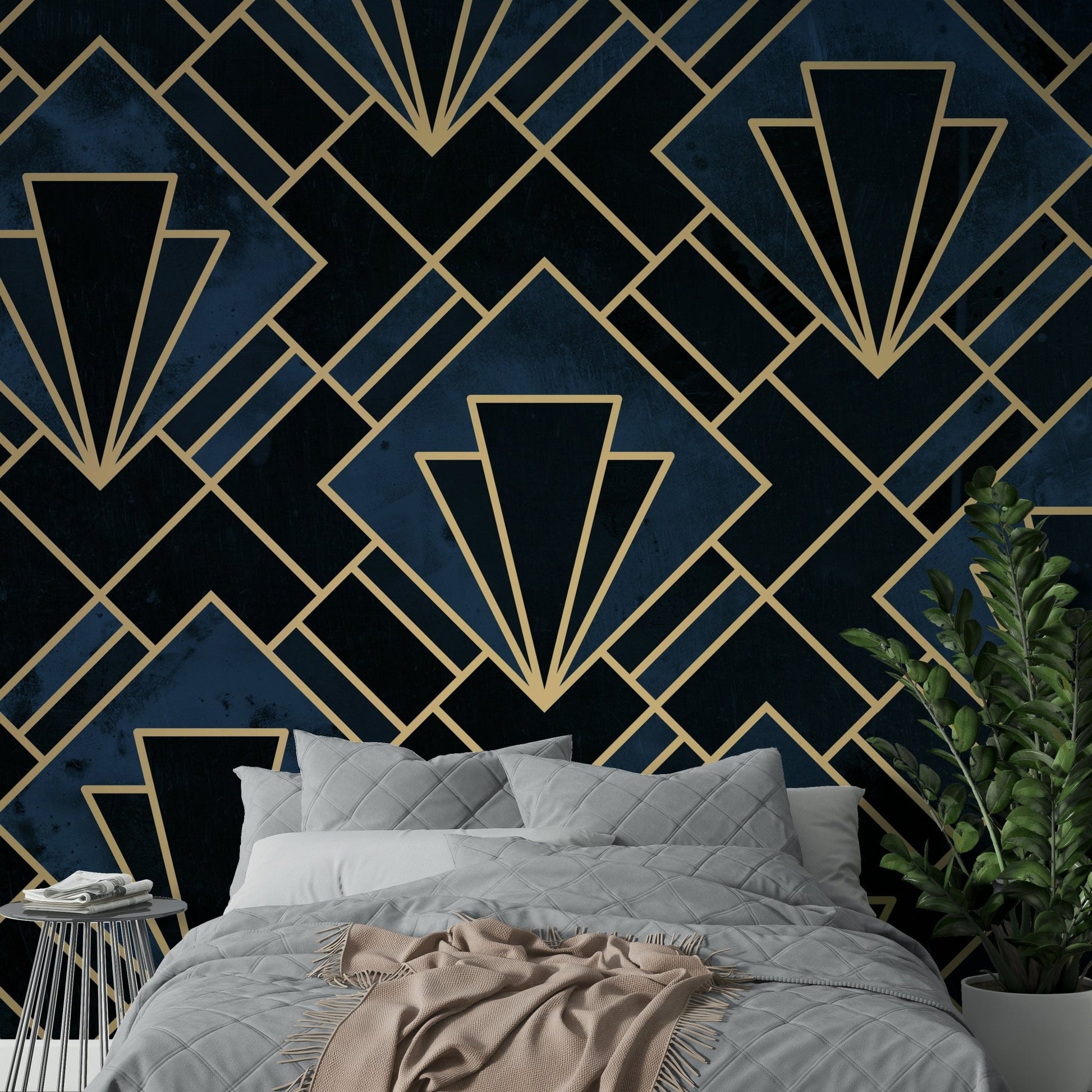 Refined geometric wall mural
