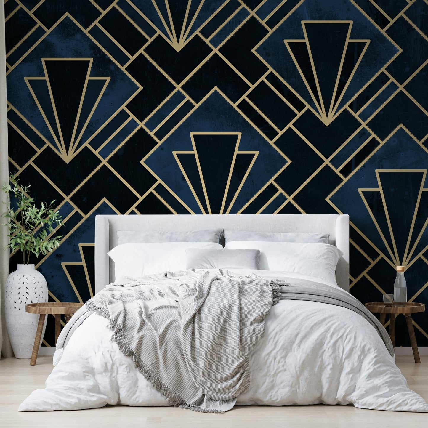 Symmetrical navy pattern wallpaper
