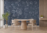 Navy Blue Garden Flower wallpaper Murals - Giffywalls